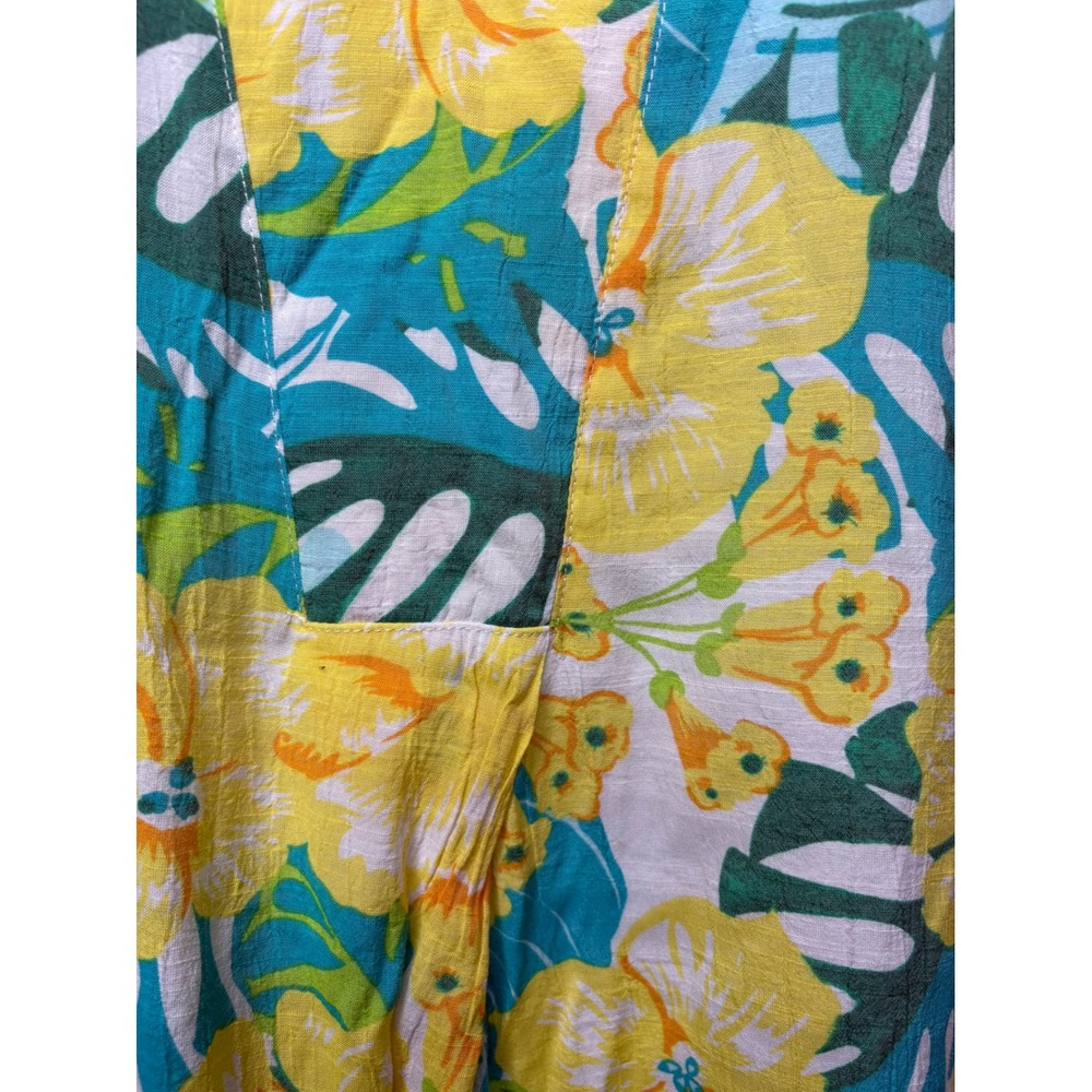 KIM ROGERS Womens Yellow Floral Tropical V-Neck Blouse 2X Flowy Airy Boho Artsy - Picture 9 of 9